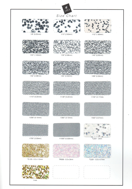 Glitter Size Chart